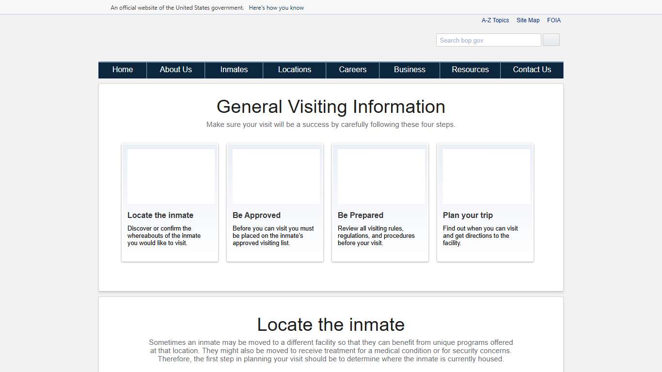 BOP: How to visit a federal inmate
