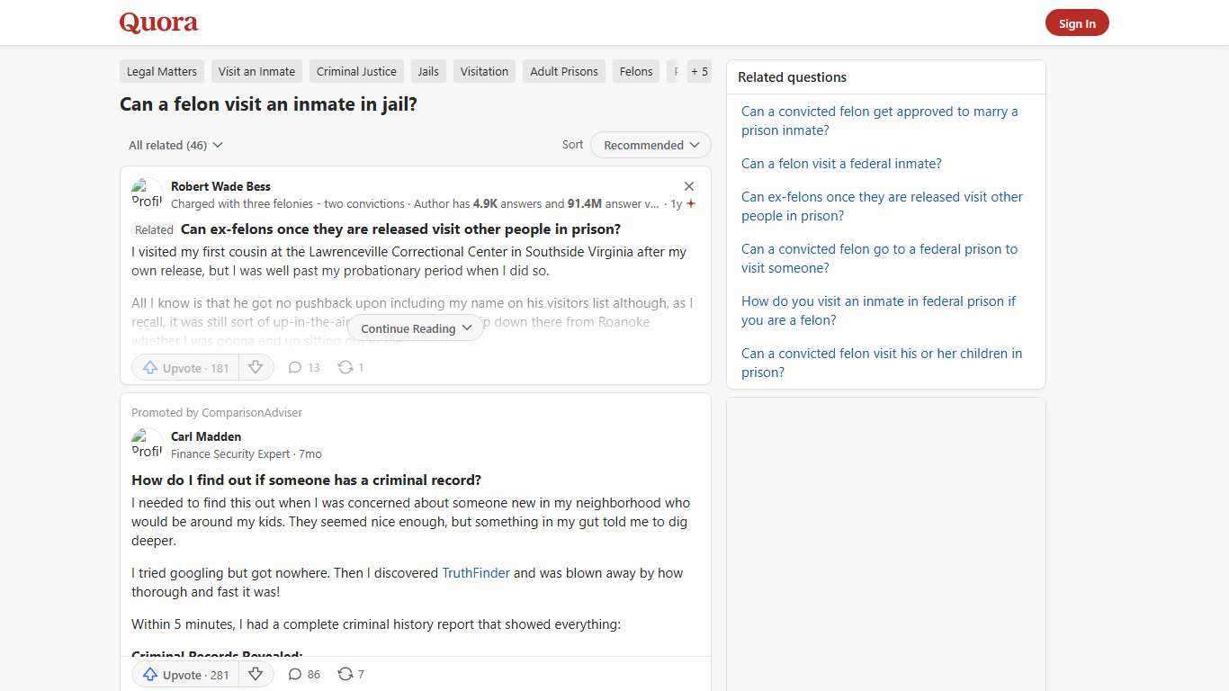 Can a felon visit an inmate in jail? - Quora